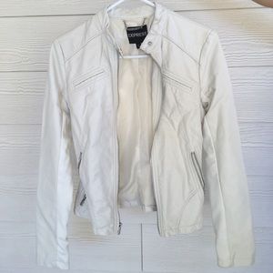 White Faux Leather Express jacket.